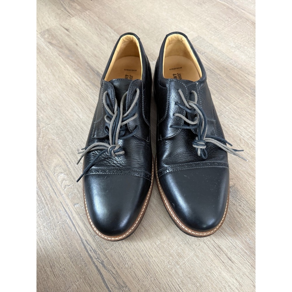 Johnston & Murphy Mens Black Leather Cap Toe Oxford Shoes 20-4881 Brazil 11.5 M